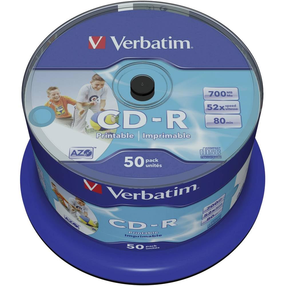 Amazon.com: Verbatim 'Super AZO' CDR 52x Printable Spindle 50 No